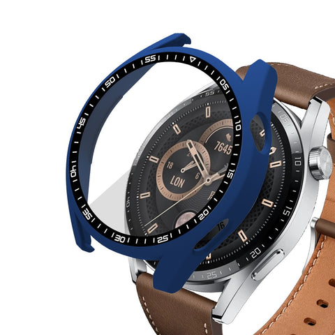 For Huawei Watch GT 3 46mm Shockproof Hard PC Frame Protective Shell with Anti-Scratch HD Tempered Glass Screen Protector