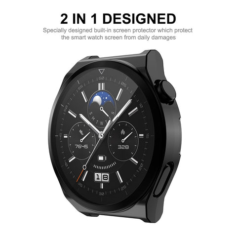 ENKAY HAT PRINCE For Huawei Watch GT 3 Pro 46mm Full Protection Electroplated TPU Smart Watch Case with Built-in Tempered Glass Screen Protector