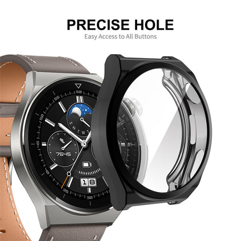 ENKAY HAT PRINCE For Huawei Watch GT 3 Pro 46mm Full Protection Electroplated TPU Smart Watch Case with Built-in Tempered Glass Screen Protector