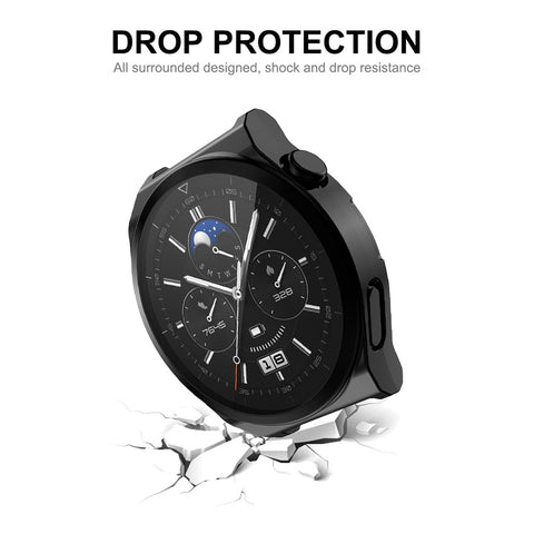 ENKAY HAT PRINCE For Huawei Watch GT 3 Pro 46mm Full Protection Electroplated TPU Smart Watch Case with Built-in Tempered Glass Screen Protector