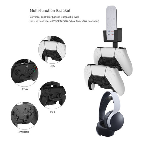 JYS Universal Game Controller Remote Control Holder Wall Mount Storage Rack Gamepad Headset Hanger Shelf