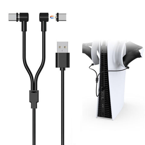 DOBE TP5-2520 For PS VR2 Controller 1 USB to 2 Type C 90 Degree Magnetic Charging Cord USB C Charger Cable