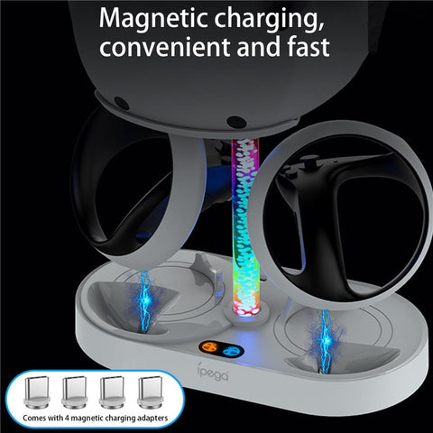IPEGA PG-P5V001 RGB Light Charger for PS5 VR Headset Charging Display Stand Dual Controller Charging Station