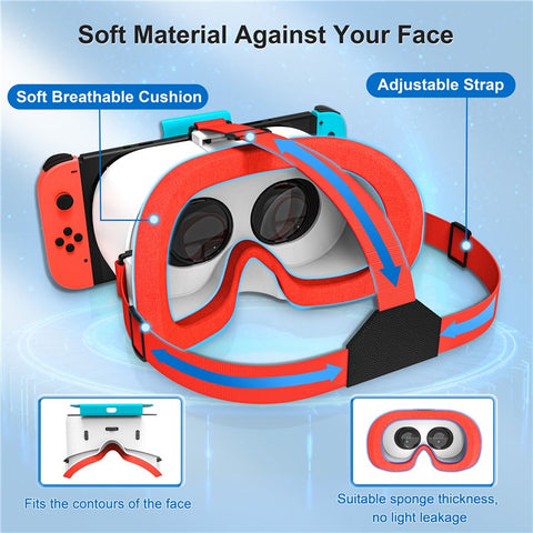 DEVASO VR Headset for Nintendo Switch Game Console Heat Dissipation Plastic Headband VR Glasses