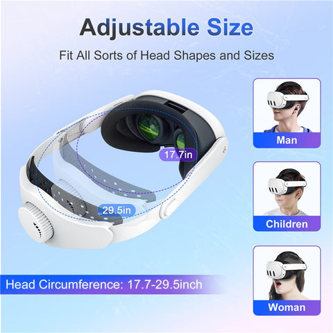DEVASO Head Strap Compatible with Meta Quest 3 VR Headset Adjustable Strap Version 2.0, White