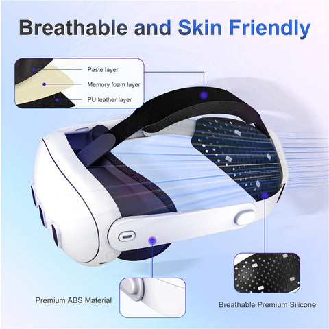 DEVASO Head Strap Compatible with Meta Quest 3 VR Headset Adjustable Strap Version 2.0, White
