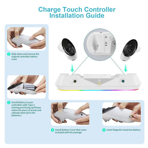 JYS JYS-MQ001 For Meta Quest 3 VR Headset Controller Charge Dock Magnetic Charging Base