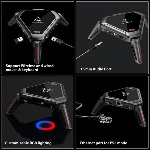 AIMZENIX Monster For Switch PS5 / 4 / 3 XBox Keyboard Mouse Adapter Converter