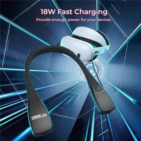 STARTRC GAMES Neck Power Bank for Meta / Pico / HTC VR Headsets Fast Charger 10000mAh Battery Pack