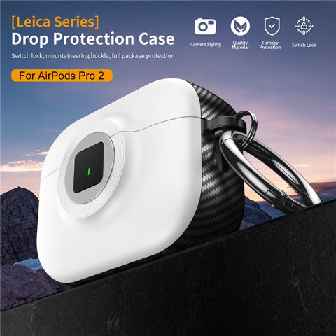 For Apple AirPods 4 Case PC+TPU Flip Earphone Cover with Carabiner and Switch Lock
