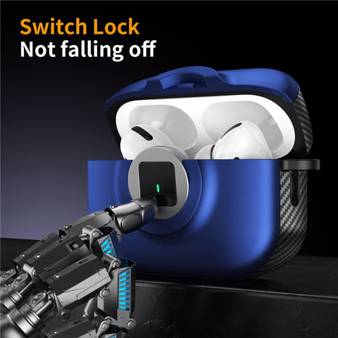 For Apple AirPods 4 Case PC+TPU Flip Earphone Cover with Carabiner and Switch Lock