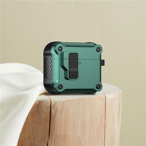 For AirPods 4 Case TPU+PC Protector Bluetooth-compatible Earbuds Cover with Carabiner