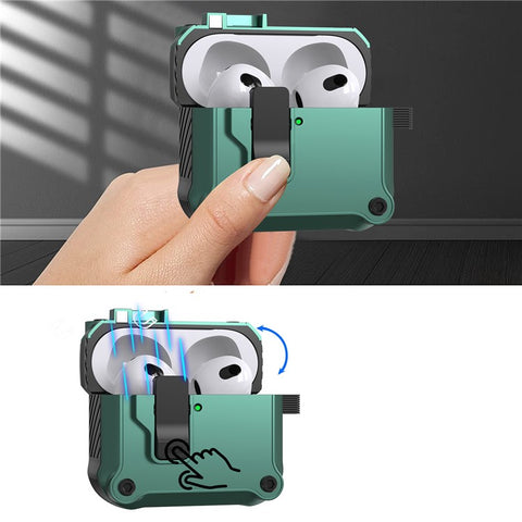 For AirPods 4 Case TPU+PC Protector Bluetooth-compatible Earbuds Cover with Carabiner