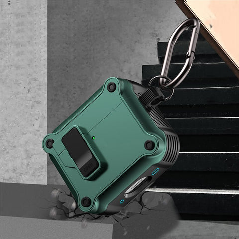 For AirPods 4 Case TPU+PC Protector Bluetooth-compatible Earbuds Cover with Carabiner