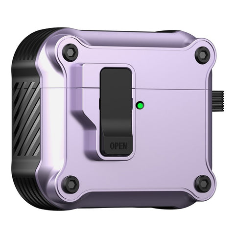 For AirPods 4 Case TPU+PC Protector Bluetooth-compatible Earbuds Cover with Carabiner