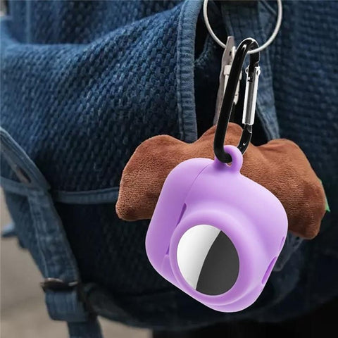 For Apple AirPods 4 / AirTag Silicone Case Earphone Tracker Cover with Carabiner, with Front Back Film Set