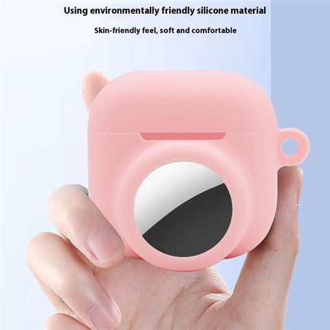 For Apple AirPods 4 / AirTag Silicone Case Earphone Tracker Cover with Carabiner, with Front Back Film Set