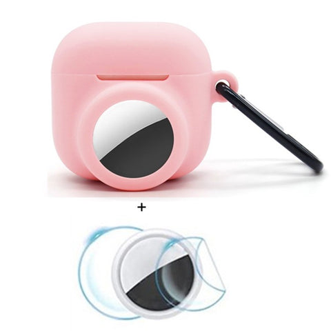 For Apple AirPods 4 / AirTag Silicone Case Earphone Tracker Cover with Carabiner, with Front Back Film Set
