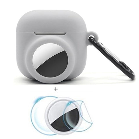 For Apple AirPods 4 / AirTag Silicone Case Earphone Tracker Cover with Carabiner, with Front Back Film Set
