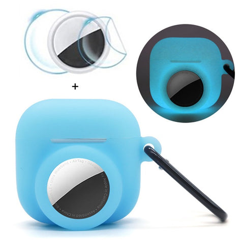 For Apple AirPods 4 / AirTag Silicone Case Earphone Tracker Cover with Carabiner, with Front Back Film Set