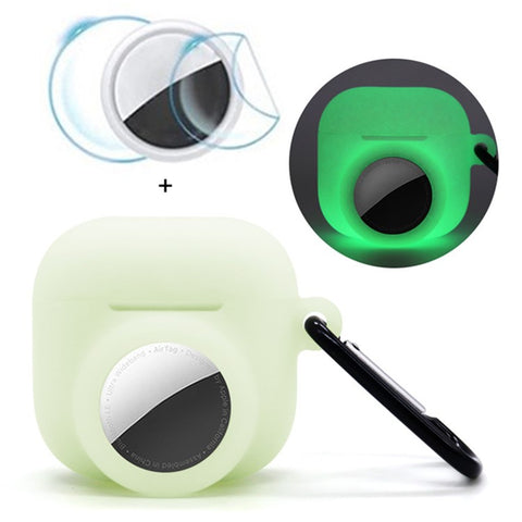 For Apple AirPods 4 / AirTag Silicone Case Earphone Tracker Cover with Carabiner, with Front Back Film Set