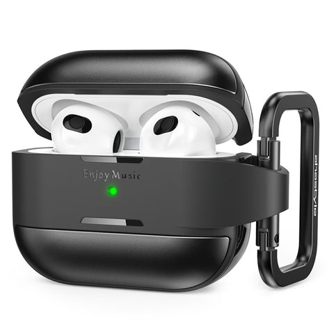 AHASTYLE WG75-3 For Apple AirPods 3 Protective Case TPU Aluminum Alloy Shockproof Scratch Resistant Earphone Cover with Carabiner