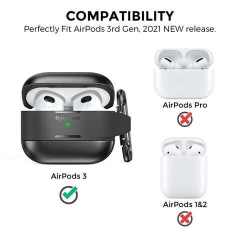 AHASTYLE WG75-3 For Apple AirPods 3 Protective Case TPU Aluminum Alloy Shockproof Scratch Resistant Earphone Cover with Carabiner