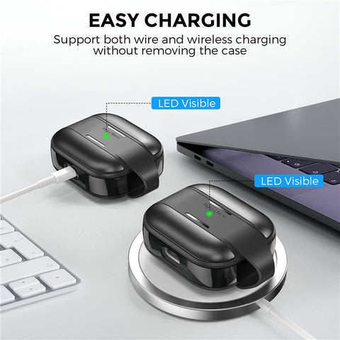 AHASTYLE WG75-3 For Apple AirPods 3 Protective Case TPU Aluminum Alloy Shockproof Scratch Resistant Earphone Cover with Carabiner