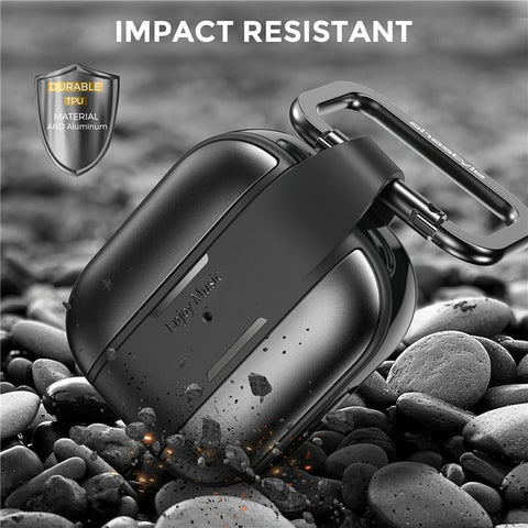 AHASTYLE WG75-3 For Apple AirPods 3 Protective Case TPU Aluminum Alloy Shockproof Scratch Resistant Earphone Cover with Carabiner