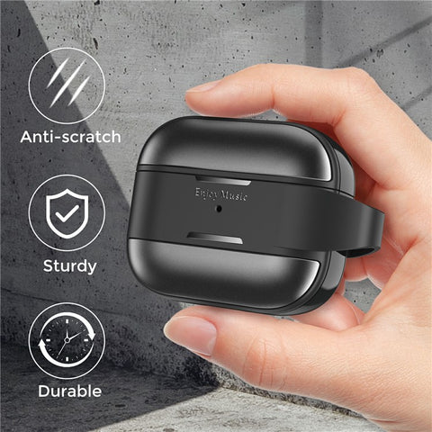 AHASTYLE WG75-3 For Apple AirPods 3 Protective Case TPU Aluminum Alloy Shockproof Scratch Resistant Earphone Cover with Carabiner