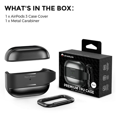 AHASTYLE WG75-3 For Apple AirPods 3 Protective Case TPU Aluminum Alloy Shockproof Scratch Resistant Earphone Cover with Carabiner
