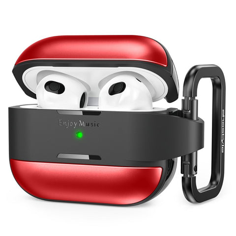 AHASTYLE WG75-3 For Apple AirPods 3 Protective Case TPU Aluminum Alloy Shockproof Scratch Resistant Earphone Cover with Carabiner