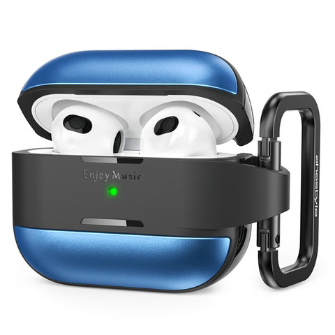 AHASTYLE WG75-3 For Apple AirPods 3 Protective Case TPU Aluminum Alloy Shockproof Scratch Resistant Earphone Cover with Carabiner