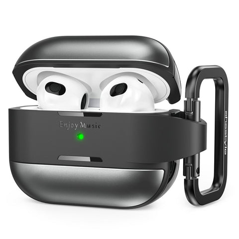 AHASTYLE WG75-3 For Apple AirPods 3 Protective Case TPU Aluminum Alloy Shockproof Scratch Resistant Earphone Cover with Carabiner
