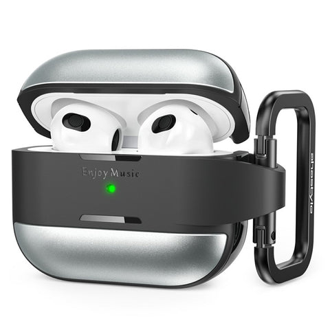 AHASTYLE WG75-3 For Apple AirPods 3 Protective Case TPU Aluminum Alloy Shockproof Scratch Resistant Earphone Cover with Carabiner