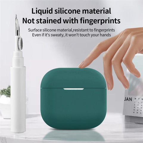 For AirPods 4 Silicone Earbuds Case Soft Protective Cover No Hook with Cleaning Pen