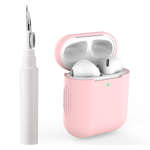 For Apple AirPods with Wireless Charging Case (2019)  /  AirPods with Charging Case (2019)  /  (2016) Silicone Case with Cleaning Pen