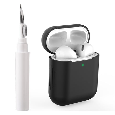 For Apple AirPods with Wireless Charging Case (2019)  /  AirPods with Charging Case (2019)  /  (2016) Silicone Case with Cleaning Pen