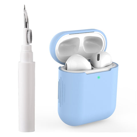 For Apple AirPods with Wireless Charging Case (2019)  /  AirPods with Charging Case (2019)  /  (2016) Silicone Case with Cleaning Pen