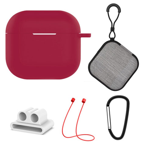 5Pcs  /  Set For AirPods 4 Soft Silicone Case Kit with Keychain  /  Earphone Holder  /  Anti-lost Neck Strap  /  Storage Case