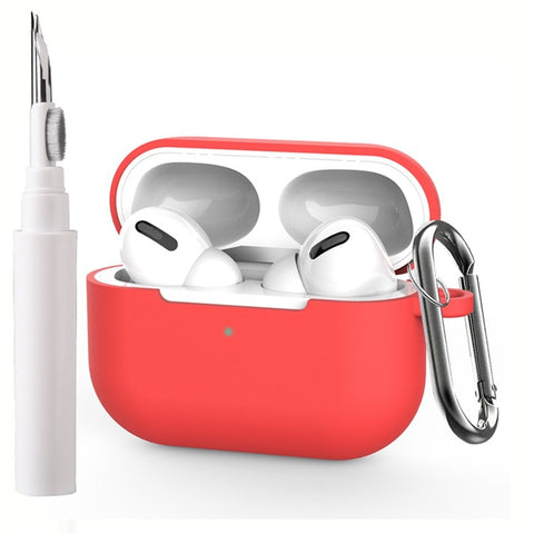 For Apple AirPods Pro Silicone Case Earphone Cover with Cleaning Pen and Hook