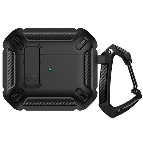 For Apple AirPods 3 TPU + PC Earphone Charging Box Case Anti-fall Protective Cover with Hook