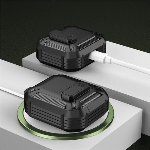 For Apple AirPods 3 TPU + PC Earphone Charging Box Case Anti-fall Protective Cover with Hook