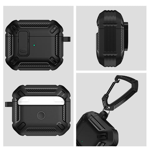 For Apple AirPods 3 TPU + PC Earphone Charging Box Case Anti-fall Protective Cover with Hook