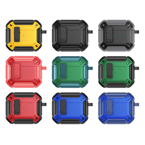 For Apple AirPods 3 TPU + PC Earphone Charging Box Case Anti-fall Protective Cover with Hook