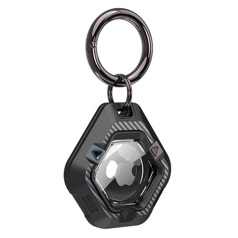 For Apple AirTag Locator Carbon Fiber Pattern Shockproof Case Protective Cover with Hanging Buckle