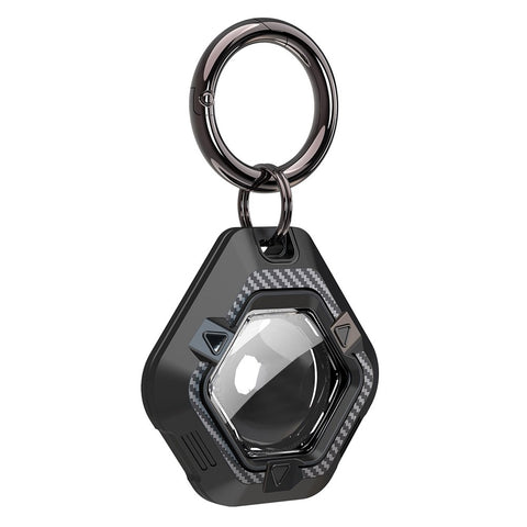 For Apple AirTag Locator Carbon Fiber Pattern Shockproof Case Protective Cover with Hanging Buckle
