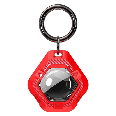 For Apple AirTag Locator Carbon Fiber Pattern Shockproof Case Protective Cover with Hanging Buckle