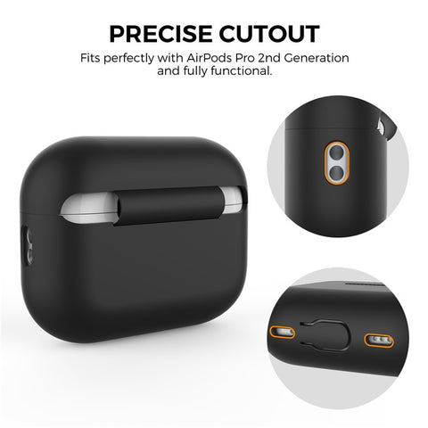AHASTYLE PT187 For Apple AirPods Pro 2 Bluetooth-compatible Earphone Silicone Case Earbud Charging Case Protective Cover with Hand Strap