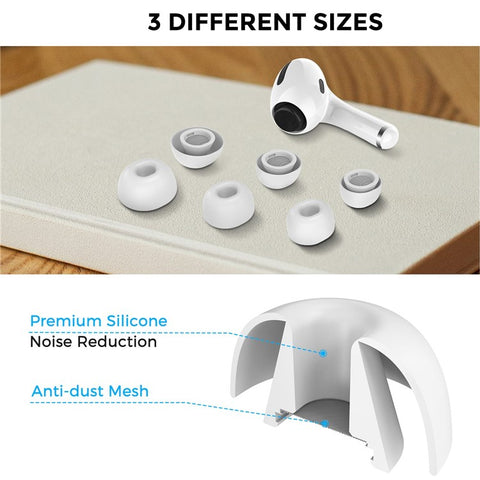 AHASTYLE WG86 3 Pairs for Apple AirPods Pro 2 / AirPods Pro Silicone Caps Earbuds Ear Tips In-Ear Earphone Covers Replacement, Size: S+M+L